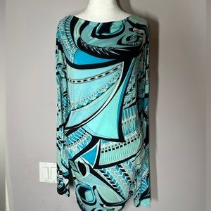 EUC Emilio Pucci Knit Geometric Pattern Long Sleeve Dress Size 6 Stretch Jersey